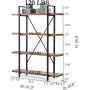 HSH Solid Wood Bookshelf, 4 Tier Rustic Vintage Industrial Etagere Bookcase, Open Metal Farmhouse Book Shelf, Distressed Brown HSH Solid Wood Bookshelf, 4 Tier Rustic Vintage Industrial Etagere Bookcase, Open Metal Farmhouse Book Shelf, Distressed Brown