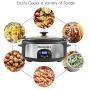 Elite Gourmet Glas Slow Cooker with Adjustable Temp, Entrees, Sauces, Stews & Dips, Dishwasher Safe Glass Lid & Crock, 6 Quart, Stainless Steel