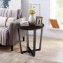 Tangkula Round End Table, 2-Tier Metal Sofa Table with Storage Shelf, Round Side Table with Metal Frame, Industrial Style Accent Furniture for Home Living Room Bedroom (1, Espresso)