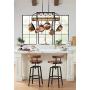 Eldrige Bronze Wood Pot Rack Linear Pendant Chandelier 36 1/2'' Wide Rustic Farmhouse Clear Seeed Glass 4-Light Fixture for Kitchen Island Dining Room - Franklin Iron Works