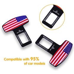 JUSTTOP 2-Pack Car Seat Belt Clip, Car Seat Belt Silencer Metal Tongue, Seat Safety Belt Buckle Auto Metal Seat, Universal for Most Vehicle-American Flag