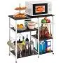 Mr IRONSTONE Kitchen Bakers Rack Utility Storage Shelf Microwave Stand 3-Tier+3-Tier Table for Spice Rack Organizer Workstation (35.5'' Dark Brown)