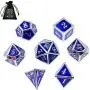 KCO DND Metal Dice Set Enamel dice 7 Pieces Metal Dice Set DND Dice Role Playing Game Dice Set with Storage Bag for RPG Dungeons and Dragons D&D Math Teaching (Dark Blue Silver) KCO DND Metal Dice Set Enamel dice 7 Pieces Metal Dice Set DND Dice Role Playing Game Dice Set with Storage Bag for RPG Dungeons and Dragons D&D Math Teaching (Dark Blue Silver)