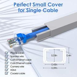 One-Cord Channel Cable Concealer - CMC-03 Cord Cover Wall Cable Management System - 125'' Cable Hider Raceway Kit for a Power Cord, Ethernet Cable, Speaker Wire - 8X L15.7in, W0.59in H0.39in, Grey