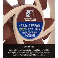 Noctua NF-A4x10 5V PWM, Premium Quiet Fan with USB Power Adaptor Cable, 4-Pin, 5V Version (40x10mm, Brown)