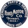 Ford Original Parts and Service Tin Vintage Metal Sign Wall Art Sign 12 Inch Diameter Bar Club Garage