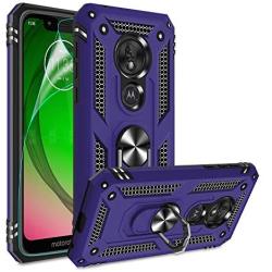 Moto G7 Power Phone Case,Moto G7 Supra Case with HD Screen Protector,Gritup 360 Degree Rotating Metal Ring Holder Kickstand Armor Anti-Scratch Bracket Cover Phone Case for Motorola G7 Power Purple