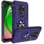 Moto G7 Power Phone Case,Moto G7 Supra Case with HD Screen Protector,Gritup 360 Degree Rotating Metal Ring Holder Kickstand Armor Anti-Scratch Bracket Cover Phone Case for Motorola G7 Power Purple