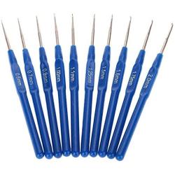 PAFUWEI Fashion Metal Knitting Needles 20 Pieces Blue Crochet Hooks Kits with Ergonomic Grips 0.6-2.0mm,Convenient to Knitting a Sweater