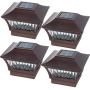 GreenLighting 4 Pack Tokyo #5 Aluminum Solar Post Cap Light - LED for 4x4 Wood/5x5 PVC (Bronze)