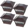 GreenLighting 4 Pack Tokyo #5 Aluminum Solar Post Cap Light - LED for 4x4 Wood/5x5 PVC (Bronze)