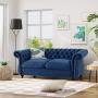 Christopher Knight Home Karen Traditional Chesterfield Loveseat Sofa, Navy Blue and Dark Brown, 61.75 x 33.75 x 27.75,306027