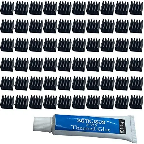 60pcs Mini Heatsink Kit, Cooler Heat Sink for Cooling VRM Stepper Driver MOSFET VRam Regulators (8.8mmx8.8mmx5mm) Black 60pcs Mini Heatsink Kit, Cooler Heat Sink for Cooling VRM Stepper Driver MOSFET VRam Regulators (8.8mmx8.8mmx5mm) Black
