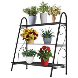 MTB 3-Tier Indoor/Outdoor Metal Plant Stand, Flower Rack, Plant Display, Bakers Rack Stand Shelf, Shoe Organizer, Multifunctional Utility Storage Organizer Pots Holder, Cold Grey