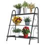 MTB 3-Tier Indoor/Outdoor Metal Plant Stand, Flower Rack, Plant Display, Bakers Rack Stand Shelf, Shoe Organizer, Multifunctional Utility Storage Organizer Pots Holder, Cold Grey