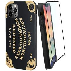 iProductsUS Black Bamboo Wood Phone Case Compatible with iPhone 11 (2019) and Screen Protector, Ouija Board Engraved in USA, Built-in Metal Plate, TPU Protective Shockproof Cover (6.1 inch)