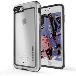 Ghostek Atomic Slim iPhone 8 Plus, iPhone 7 Plus Clear Case with Space Metal Bumper Heavy Duty Protection Wireless Charging Compatible for 2016 iPhone 7 Plus / 2017 iPhone 8 Plus (5.5 Inch) - (Silver)