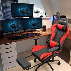 Homall Gaming Chair Computer Office Chair Ergonomic Desk Chair with Footrest Racing Executive Swivel Chair Adjustable Rolling Task Chair (Red)