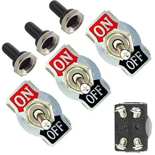 Etopars 3 X Heavy Duty 20A 125V 15A 250V DPST 4 Terminal Pin ON/OFF Rocker Toggle Switch Flick Metal Waterproof Cap Knob Etopars 3 X Heavy Duty 20A 125V 15A 250V DPST 4 Terminal Pin ON/OFF Rocker Toggle Switch Flick Metal Waterproof Cap Knob