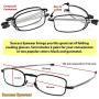 Reading Glasses 2 Pair Black and Gunmetal Readers Compact Folding Unisex Glasses for Reading Case Included