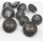 11 Piece Black Metal Blazer Button Set - Crown - for Blazer, Suits, Sport Coat, Uniform, Jacket 18mm 23mm