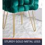 Ornavo Home Mirage Modern Contemporary Square Woven Upholstered Velvet Ottoman with Gold Metal Legs - Emerald Green