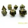 Bescon Ancient Brass Solid Metal Polyhedral D&D Dice Set of 7 Antique Copper Metal RPG Role Playing Game Dice 7pcs Set