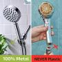 All Metal Hand Held Shower Head with Hose and Holder, Polished Chrome | 2.5 GPM Rainfall Flow with Removable Restrictor | 4'' Handheld Showerhead, 72 Inch Long Flexible Hose, Adjustable Bracket