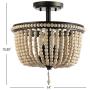 JONATHAN Y JYL9020A Allie 14'' Wood Beaded/Metal LED Flush Mount, Black/Light Taupe Contemporary Transitional for Bedroom, Living Room, Office