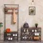 HOOBRO Shoe Rack, 4-Tier Shoe Shelf, Industrial Shoe Storage Organizer with 3 Metal Mesh Shelves, Ideal for Entryway, Hallway, Closet, Bedroom, Easy Assembly, Rustic Brown BF04XJ01 HOOBRO Shoe Rack, 4-Tier Shoe Shelf, Industrial Shoe Storage Organizer with 3 Metal Mesh Shelves, Ideal for Entryway, Hallway, Closet, Bedroom, Easy Assembly, Rustic Brown BF04XJ01