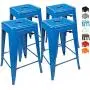 UrbanMod 24 Inch Bar Stools for Kitchen Counter Height, Indoor Outdoor Metal, Set of 4, Blue UrbanMod 24 Inch Bar Stools for Kitchen Counter Height, Indoor Outdoor Metal, Set of 4, Blue