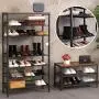 HOOBRO 8-Tier Shoe Rack, Large Capacity Shoe Shelf, Stable and Sturdy, Shoe Storage Organizer with Flat & Slant Adjustable Metal Shelves, for 21-28 Pairs of Shoes, Space Saver, Sturdy BF18XJ01 HOOBRO 8-Tier Shoe Rack, Large Capacity Shoe Shelf, Stable and Sturdy, Shoe Storage Organizer with Flat & Slant Adjustable Metal Shelves, for 21-28 Pairs of Shoes, Space Saver, Sturdy BF18XJ01