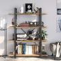 IRONCK Bookshelf and Bookcase 4-Tier, 130lbs/shelf Load Capacity, Industrial Bookshelves Storage Display Shelves, Home Office Furniture, Wood and Metal Frame