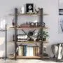 IRONCK Bookshelf and Bookcase 4-Tier, 130lbs/shelf Load Capacity, Industrial Bookshelves Storage Display Shelves, Home Office Furniture, Wood and Metal Frame