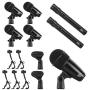 XTUGA New MI7 7-Piece Wired Dynamic Drum Mic Kit (Whole Metal)- Kick Bass, Tom/Snare & Cymbals Microphone Set - Use for Drums, Vocal, Other Instrument Complete with Thread Clip, Inserts, Mics Holder