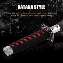 RYANSTAR Katana Shift Knob Samurai Sword Gear Shifter with 4 Adapters Universal Fit Compatible with Manual Cars Most Automatic Cars with 4 Adapters Black+Red