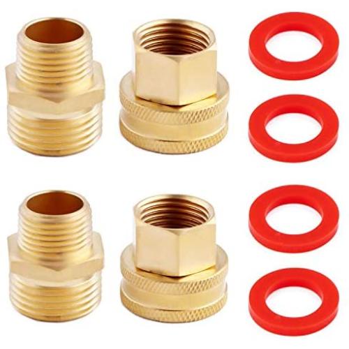 Litorange (4 Pack Industrial Metal Brass Garden Hose to Hose Fitting Connect, Green Thumb Quick Swivel Connector Adapter,Double Female Thread Size 3/4'' x 1/2'' NPT Pipe
