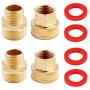 Litorange (4 Pack Industrial Metal Brass Garden Hose to Hose Fitting Connect, Green Thumb Quick Swivel Connector Adapter,Double Female Thread Size 3/4'' x 1/2'' NPT Pipe