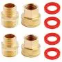 Litorange (4 Pack Industrial Metal Brass Garden Hose to Hose Fitting Connect, Green Thumb Quick Swivel Connector Adapter,Double Female Thread Size 3/4'' x 1/2'' NPT Pipe