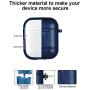 MOBEALO AirPods Leather Case 2 2019 Newes Protective Skin Cover Shockproof Accessories [Front LED Visible] with Stainless Steel Keychain Support Wireless Charging(Blue)