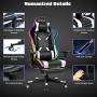 Goplus Massage Gaming Chair with RGB Light, Reclining Backrest Handrails and Seat Height Adjustment Racing Computer Office Chair with Footrest, Ergonomic High Back PU Swivel Game Chair