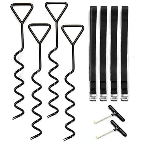 WADEO Trampoline Anchor Kit Heavy Duty Trampoline Parts Corkscrew Shape Steel Stakes Anchor Kit for Trampolines