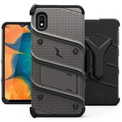 ZIZO Bolt Series for Samsung Galaxy A10e Case | Heavy-Duty Military-Grade Drop Protection w/Kickstand Included Belt Clip Holster Tempered Glass Lanyard (Metal Gray/Black)