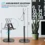 Cell Phone Stand for Desk,Shenboxun Aluminum Cell Phone Holder,Height Angle Adjustable Cell Phone Stand,Metal Base Phone Stand Compatible with All Smartphone,iPhone and Tablet (4-12'') - Black Cell Phone Stand for Desk,Shenboxun Aluminum Cell Phone Holder,Height Angle Adjustable Cell Phone Stand,Metal Base Phone Stand Compatible with All Smartphone,iPhone and Tablet (4-12'') - Black