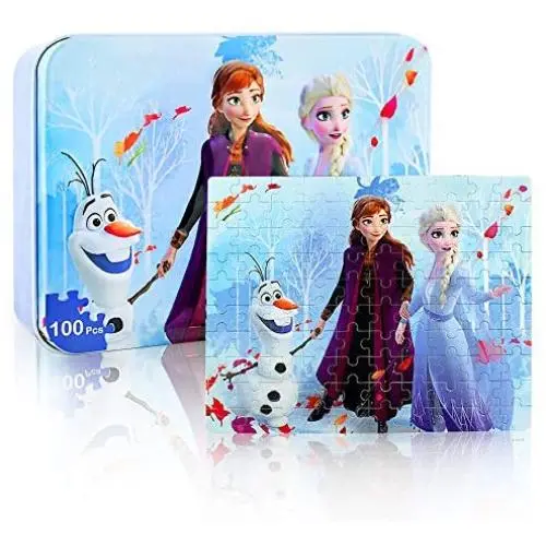 100 Pieces Frozen Puzzles Toys for Kids Cartoon Princess Jigsaw Puzzle for Children Learning Education Metal Box 100 Pieces Frozen Puzzles Toys for Kids Cartoon Princess Jigsaw Puzzle for Children Learning Education Metal Box