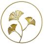 Tinsow 9.5 Inch Iron Wall Sculptures,Gold Metal Ginkgo, Maple, Monstera Leaf Wall Decor Round Wall Ornaments,Easy Installation Great for Bedroom Hanging Parts Hotel Wall Decoration (Gold, 4)