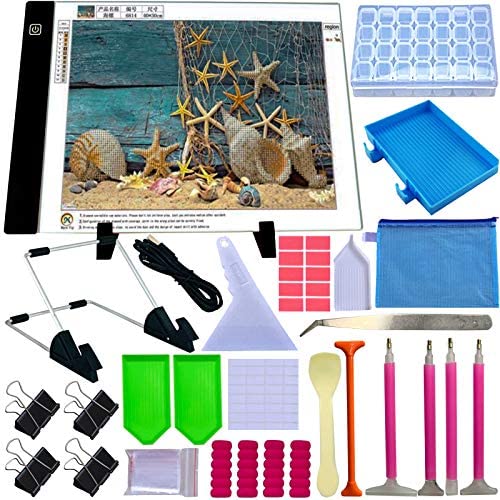 Cozonte A4 LED Light Box, Diamond Painting Light Pad Apply to DIY 5D Diamond Painting, See Symbols and Numbers Clearer, Light pad with Detachable Stand and Clips