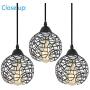 ZhLCY 3-Light Vintage Metal Globe Pendant Lights Industrial Kitchen Island Lighting Rustic Farmhouse Wire Caged Hanging Light fixtures, Matte Black Finish