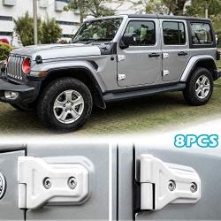 LAIKOU 8PCs Door Hinge Cover Decor Trim Exterior Protection Accessories Fit for 2018-2021 Jeep Wrangler JL JLU & Gladiator JT (White)