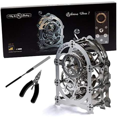 Model Clock Kit - DIY Model of a Vintage Clock - 3D Model kit Mysterious Timer 2 - Wind-Up Clock Collectible | 3D Puzzle for Adults - Metal DIY Kit | Collectible - Clockwork Metal Puzzle